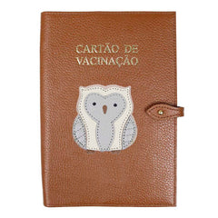 Porta Cartão de Vacina Coruja em Couro Personalizado
