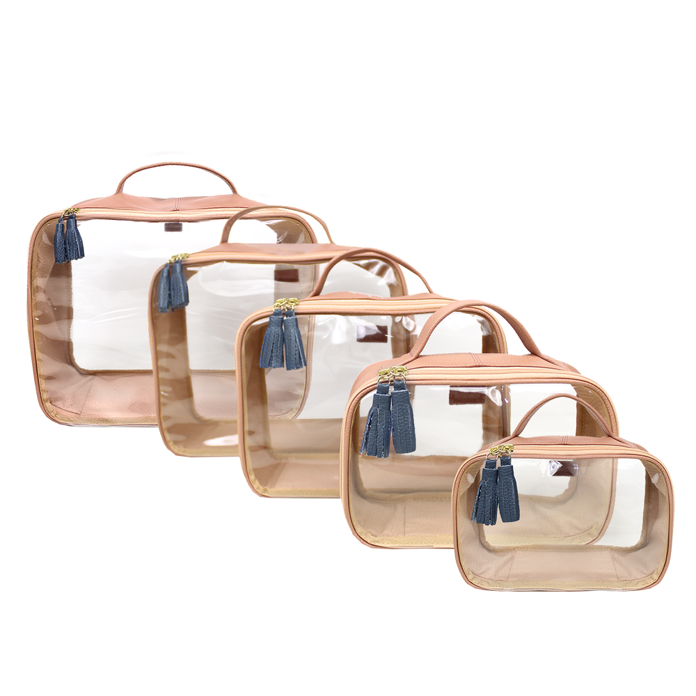Kit Necessaire Crystal com 5 em Couro e Vinil Personalizado