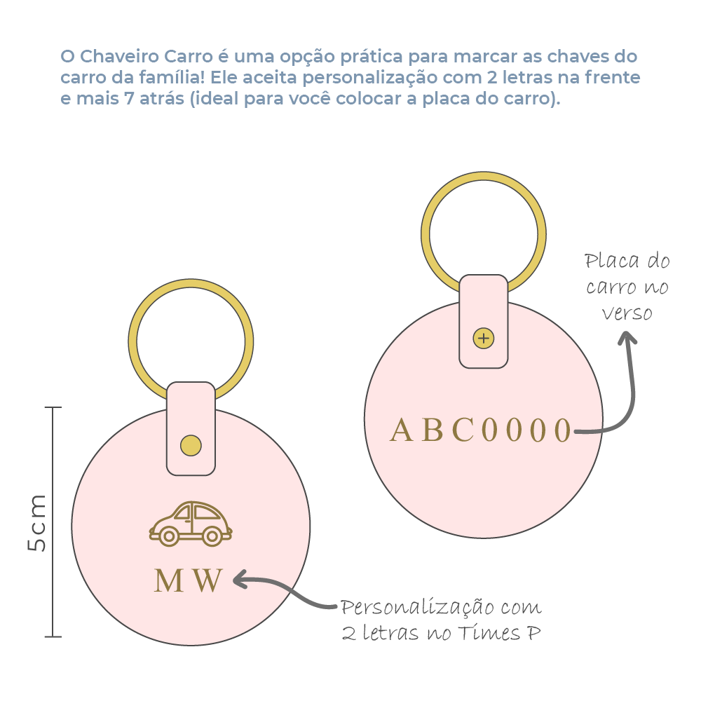 Chaveiro Carro Algodão Doce Liso Pronta Entrega