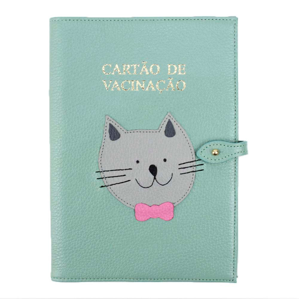 Porta Cartão de Vacina Little Cat em Couro Personalizado
