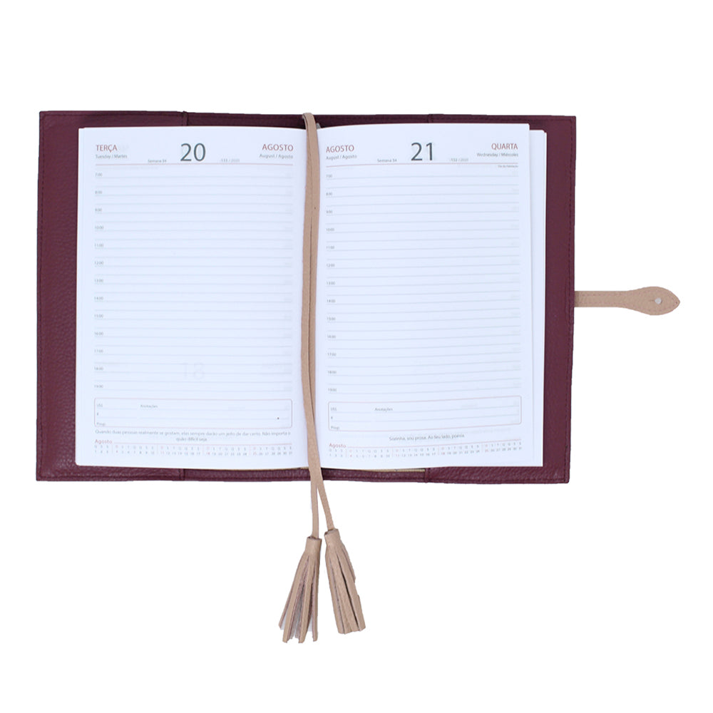 Agenda G 2025 Burgundy Liso com Rose Liso Pronta Entrega