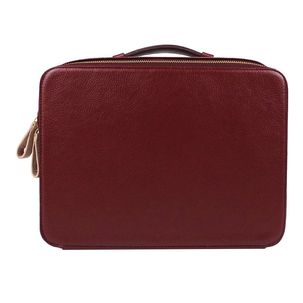 Beauty Box Large com Espelho Tradicional Burgundy Liso com Rose Liso Pronta Entrega