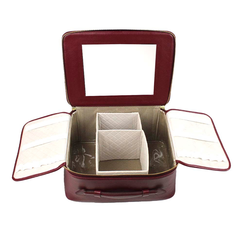 Beauty Box Large com Espelho Tradicional Burgundy Liso com Rose Liso Pronta Entrega