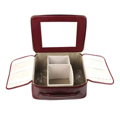 Beauty Box Large com Espelho Tradicional Burgundy Liso com Rose Liso Pronta Entrega
