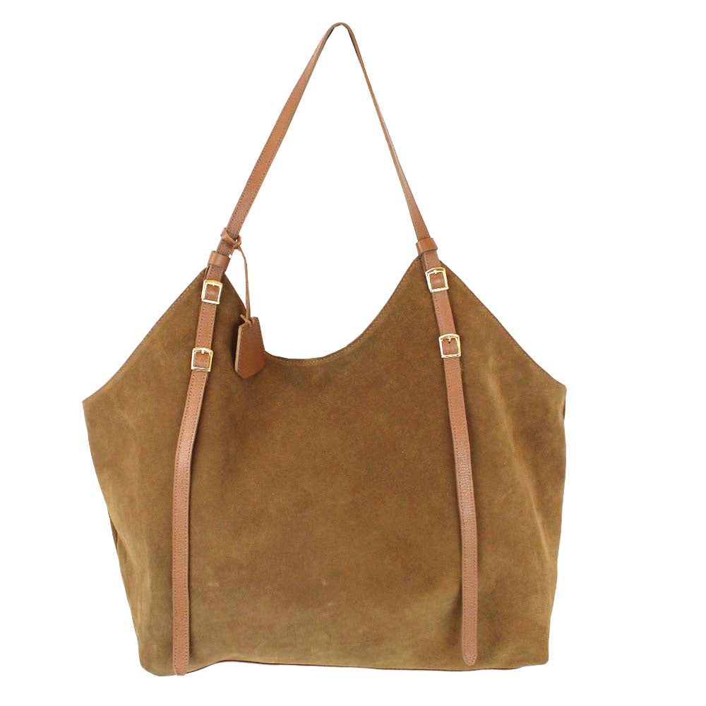 Bolsa Alix Camurça Caju com Caramelo Liso Pronta Entrega