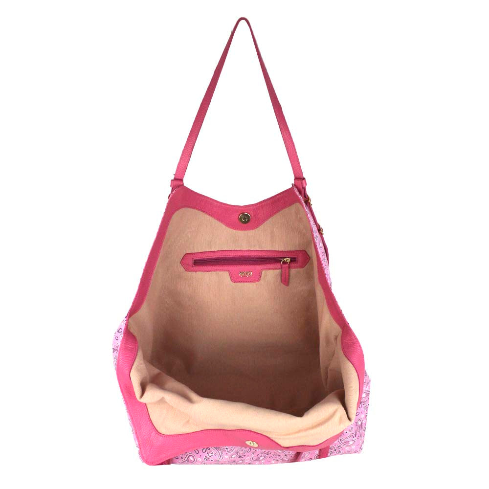 Bolsa Alix Estampa Paisley Rosa com Rosa Orquídea Pronta Entrega