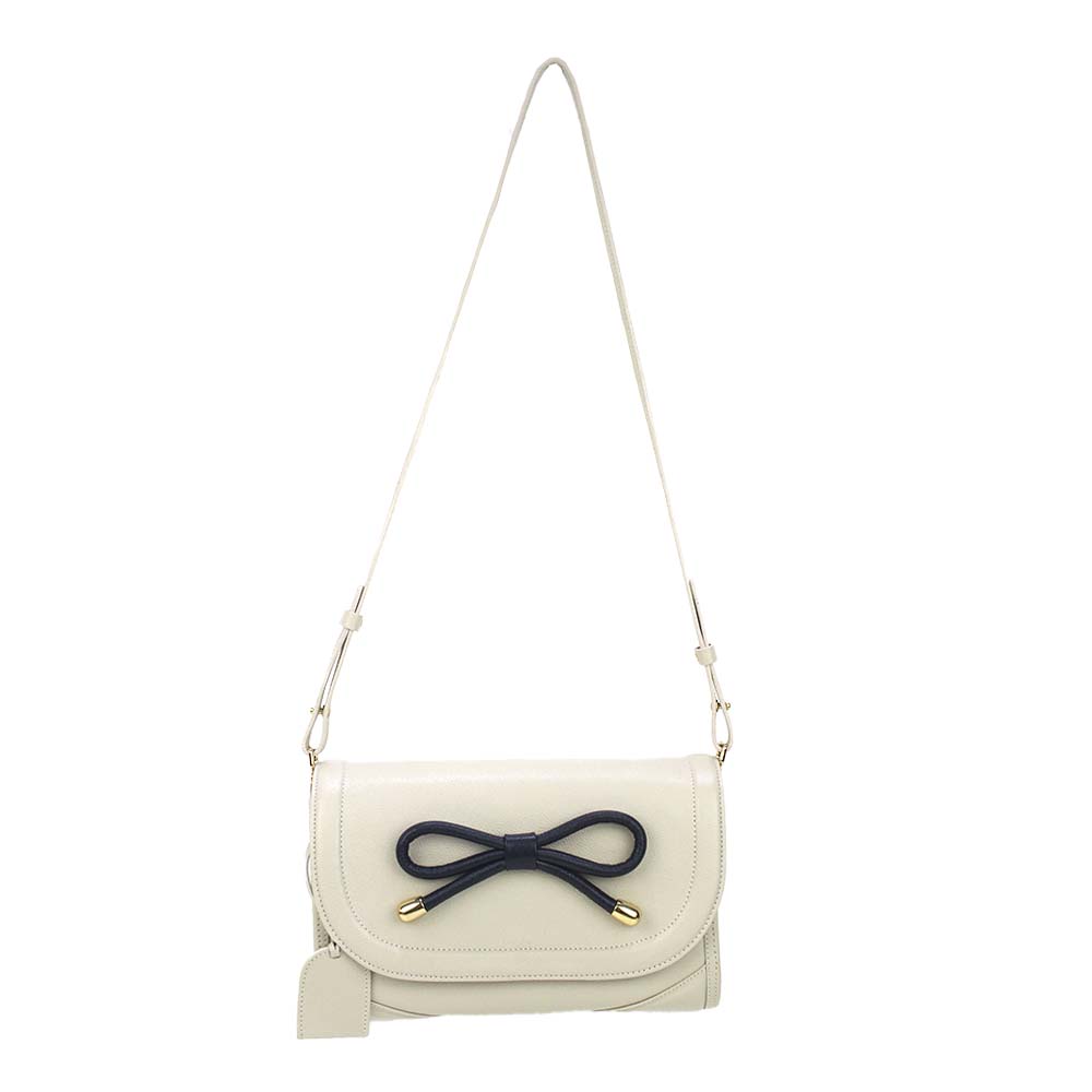 Bolsa Clémence Laço Codornê Off White Liso com Marinho Liso