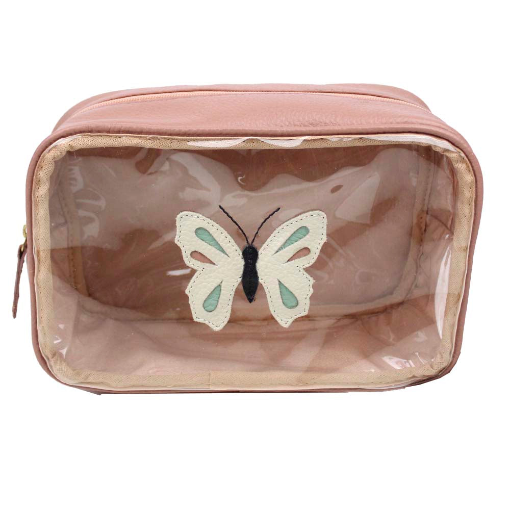 Necessaire Anne Beach Borboleta em Couro e Vinil Personalizada
