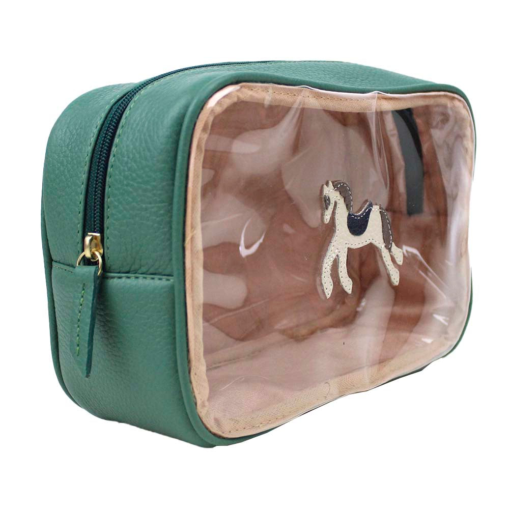 Necessaire Anne Beach Cavalo Joca em Couro e Vinil Personalizada