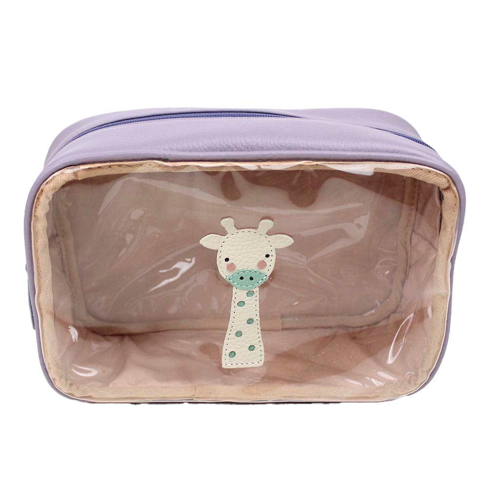 Necessaire Anne Girafinha em Couro e Vinil Personalizada