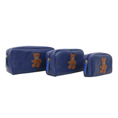 Kit Necessaire Urso Teddy Azul Safira com Caramelo Liso e Azul Cobalto Pronta Entrega