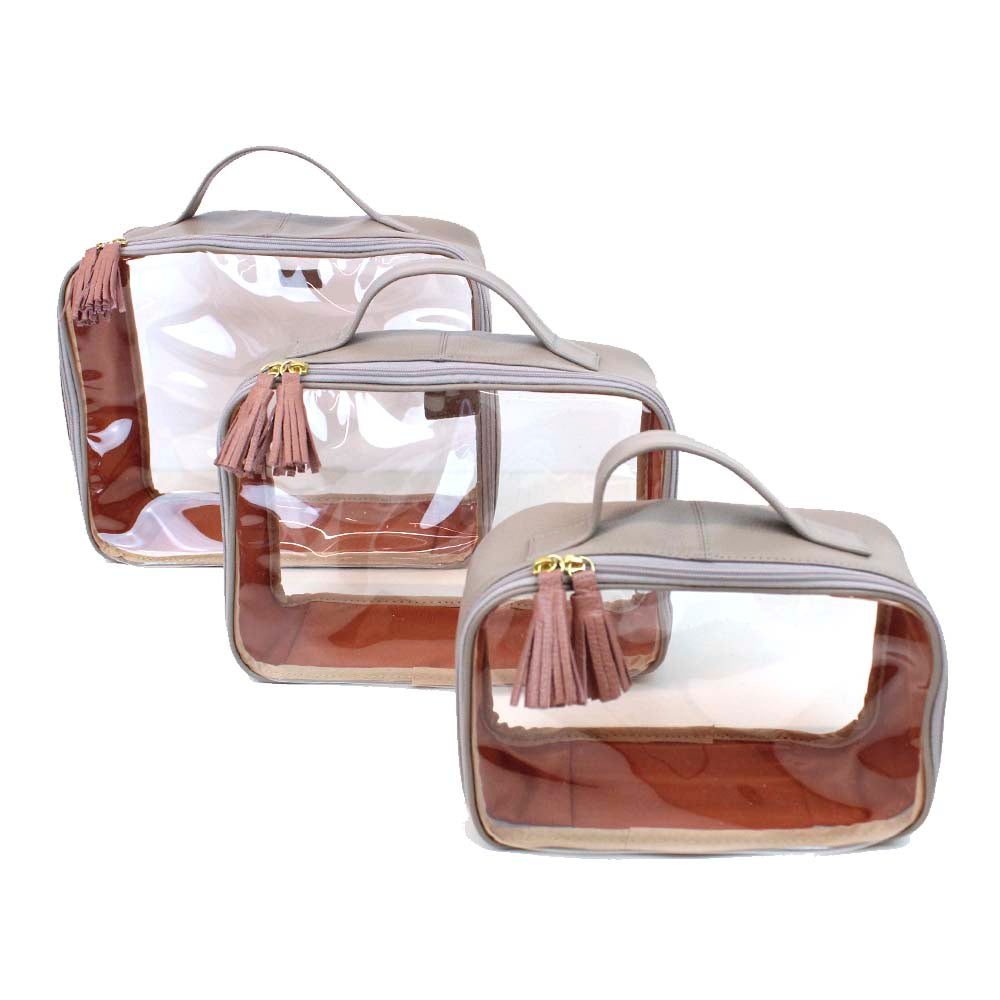 Kit Necessaire Crystal com 3 Atmosfera com Algodão Doce Liso Pronta Entrega