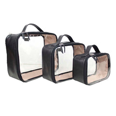 Kit Necessaire Crystal Masculina com 3 Preto Liso Pronta Entrega