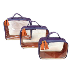 Kit Necessaire Crystal com 3 Purple com Tangerina Liso Pronta Entrega