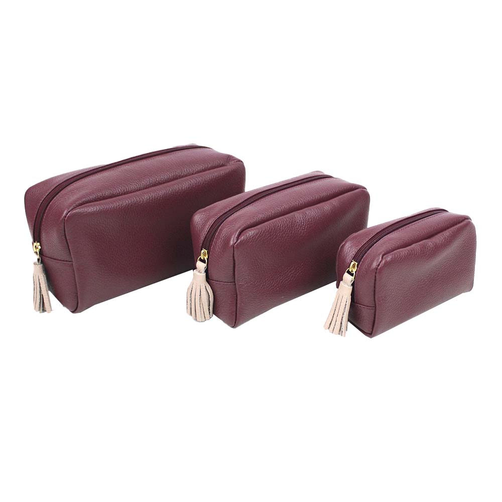Kit Necessaire Julie com 3 Burgundy Liso com Rose Liso Pronta Entrega