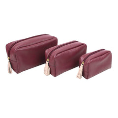 Kit Necessaire Julie com 3 Burgundy Liso com Rose Liso Pronta Entrega