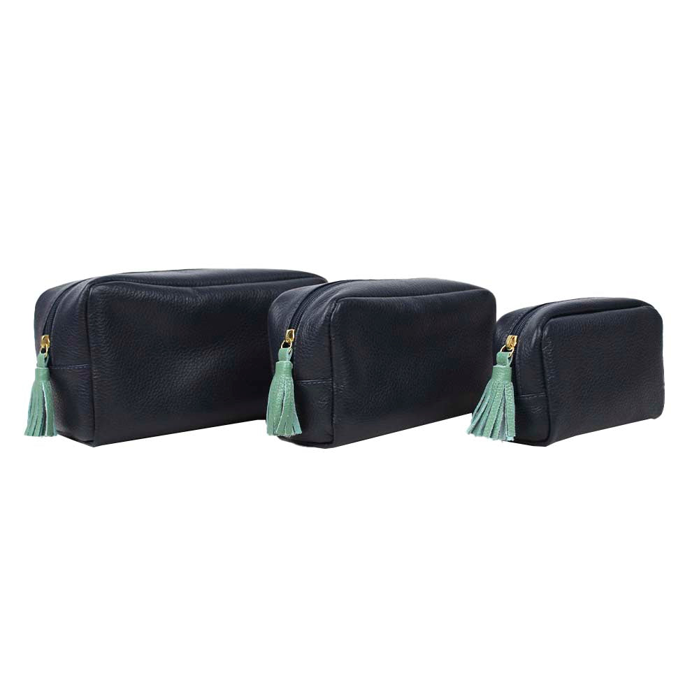 Kit Necessaire Julie com 3 Marinho Liso com Jade Pronta Entrega