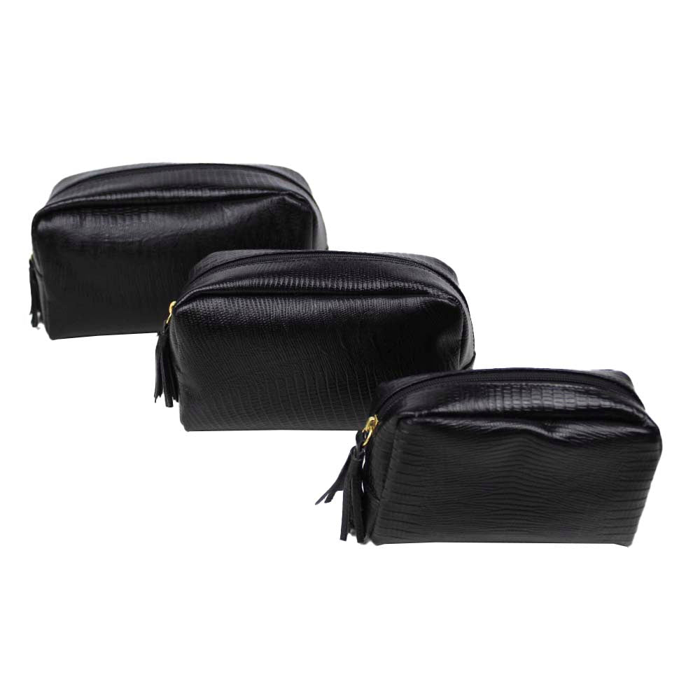 Kit Necessaire Julie com 3 Preto Paris com Preto Liso Pronta Entrega