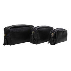 Kit Necessaire Julie com 3 Preto Paris com Preto Liso Pronta Entrega