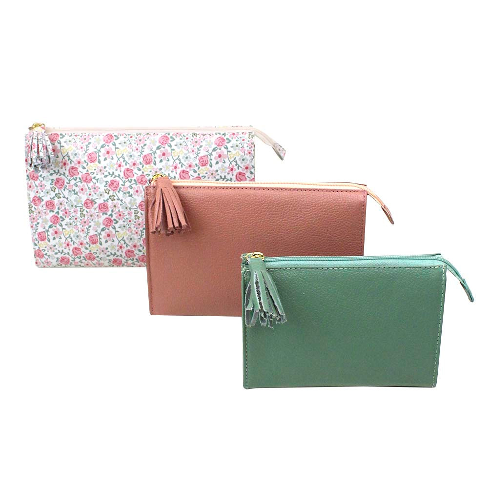 Kit Necessaire Louise Estampa Bosque em Couro Personalizada