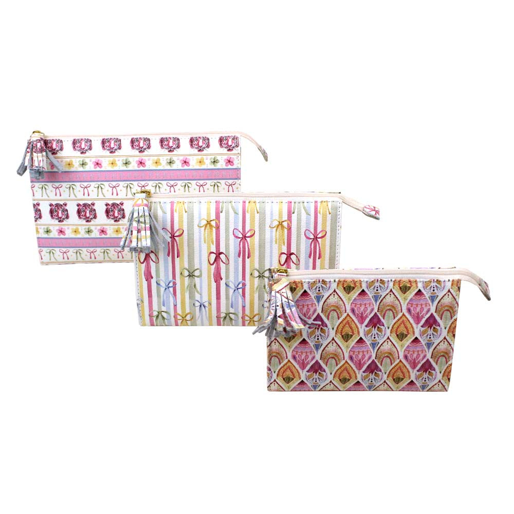 Kit Necessaire Louise Estampas Índia, Korea e Marrakech em Couro Personalizada