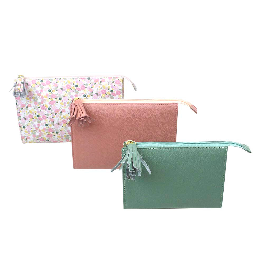 Kit Necessaire Louise Estampa Ditsy Rosa com Algodão Doce Liso e Jade Pronta Entrega