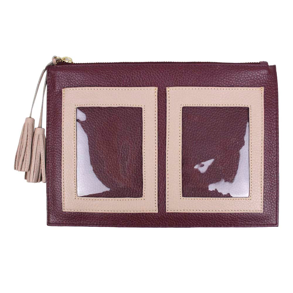 Necessaire + Porta Passaporte 4 Burgundy Liso com Rose Liso Pronta Entrega