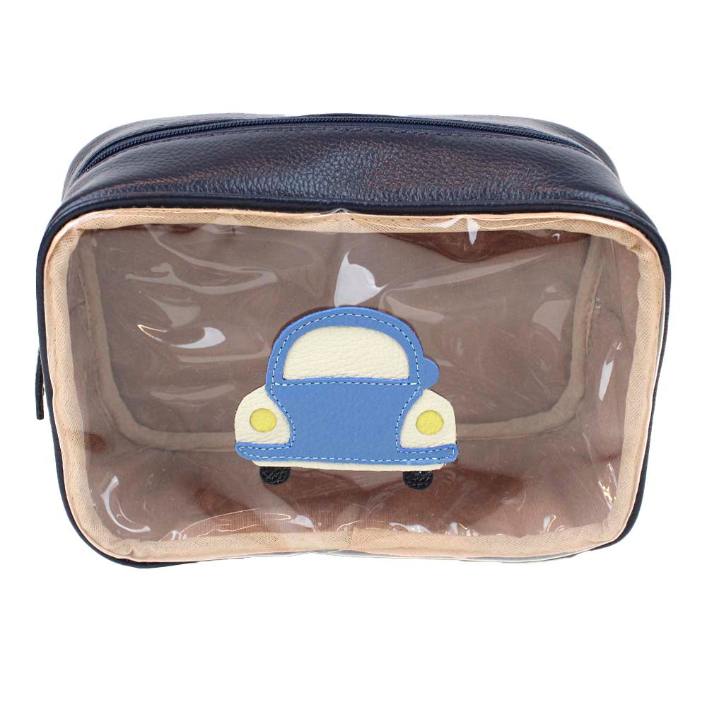 Necessaire Anne Beach Little Car Marinho Liso com Beach Pronta Entrega