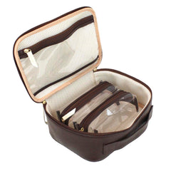 Necessaire Sarah Café com Off White Liso Pronta Entrega