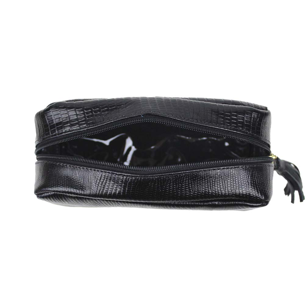 Necessaire Julie M Preto Paris com Preto Liso Pronta Entrega