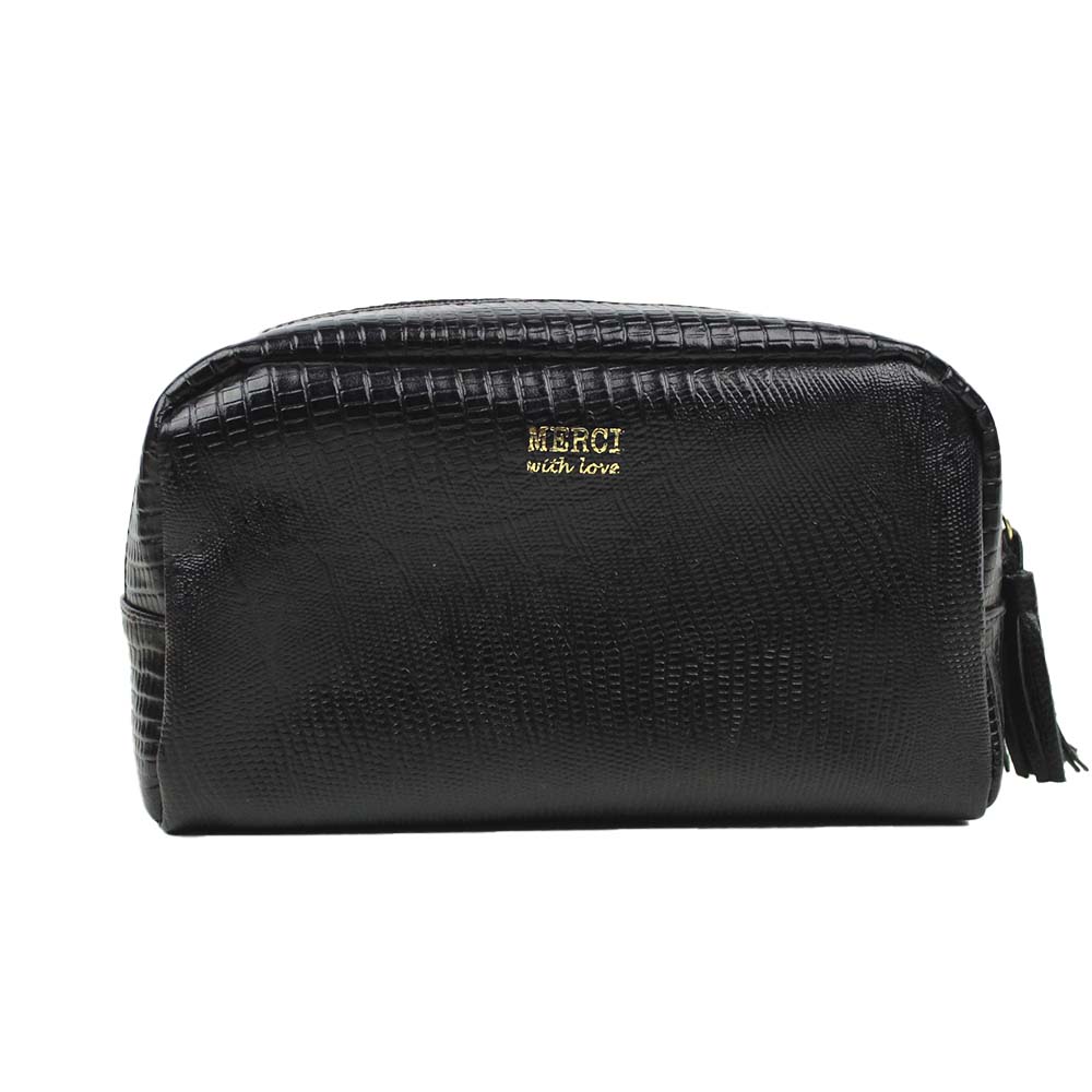 Necessaire Julie M Preto Paris com Preto Liso Pronta Entrega
