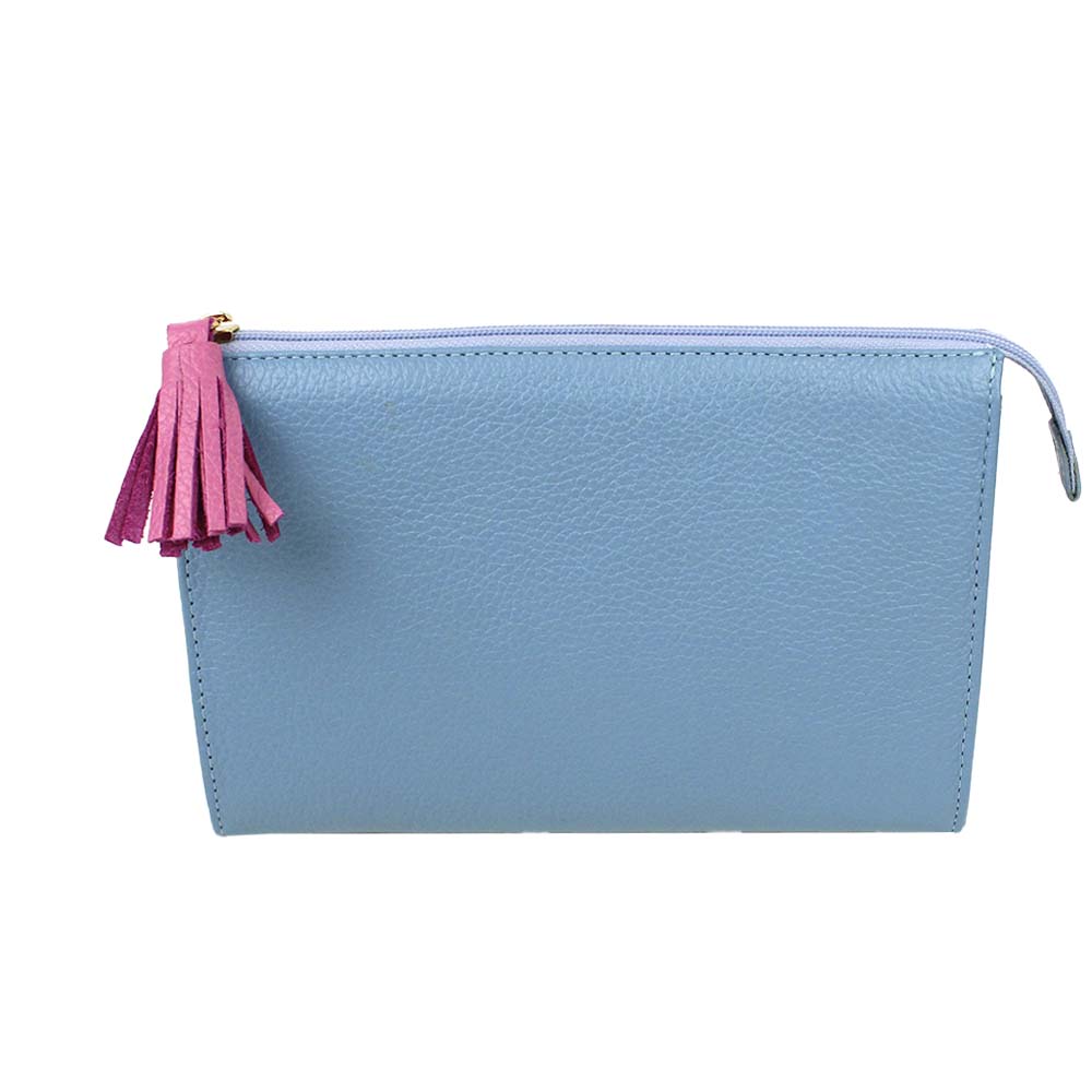 Necessaire Louise M Aqua Liso com Rosa Orquídea Pronta Entrega