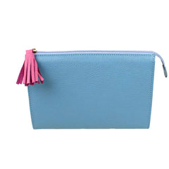 Necessaire Louise M Aqua Liso com Rosa Orquídea Pronta Entrega