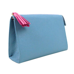 Necessaire Louise M Aqua Liso com Rosa Orquídea Pronta Entrega
