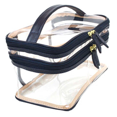 Necessaire Make Dupla Crystal Marinho Liso Pronta Entrega