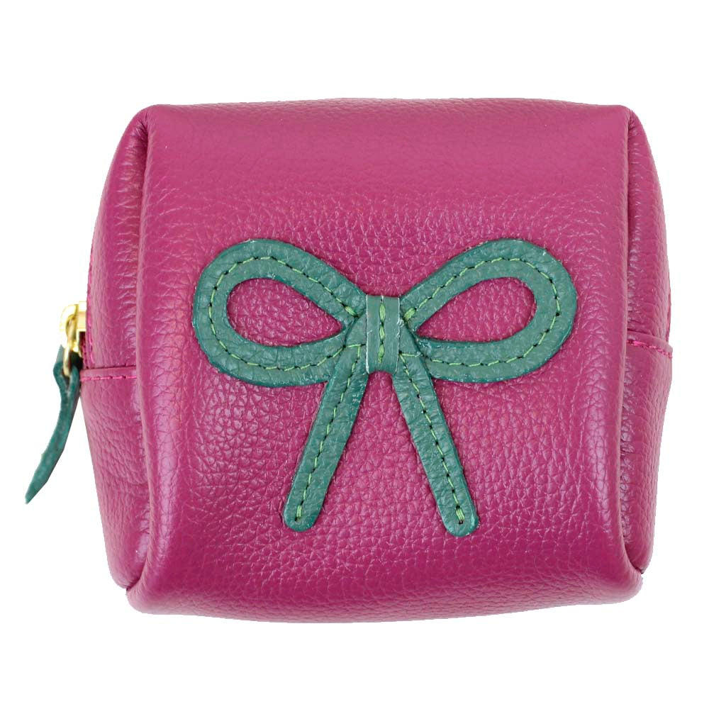 Necessaire Mami Mini Laço Rococó Fúcsia Liso com Esmeralda Pronta Entrega