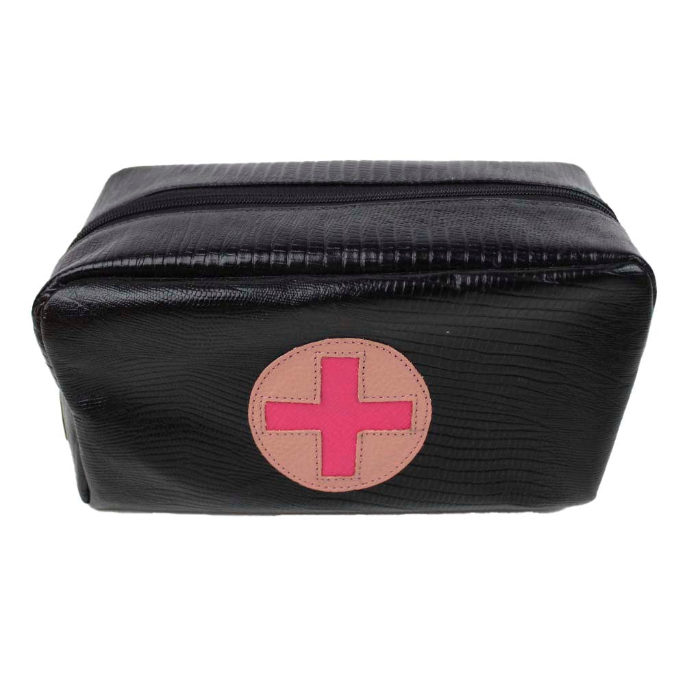 Necessaire Remédio G Preto Paris com Algodão Doce Liso e Pink Prada Pronta Entrega