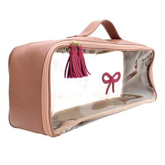 Necessaire Crystal Retangular Laço Rococó Algodão Doce Liso com Chiclete Pronta Entrega
