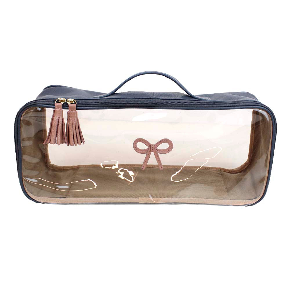 Necessaire Crystal Retangular Laço Rococó Oceano com Algodão Doce Liso Pronta Entrega