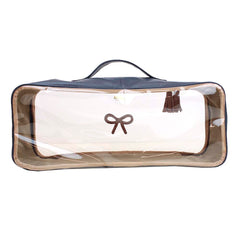 Necessaire Crystal Retangular Laço Rococó Oceano com Algodão Doce Liso Pronta Entrega