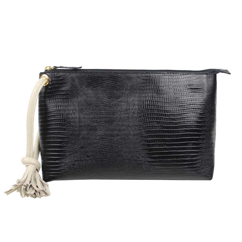 Necessaire Sandrine G Preto Paris com Off White Liso Pronta Entrega