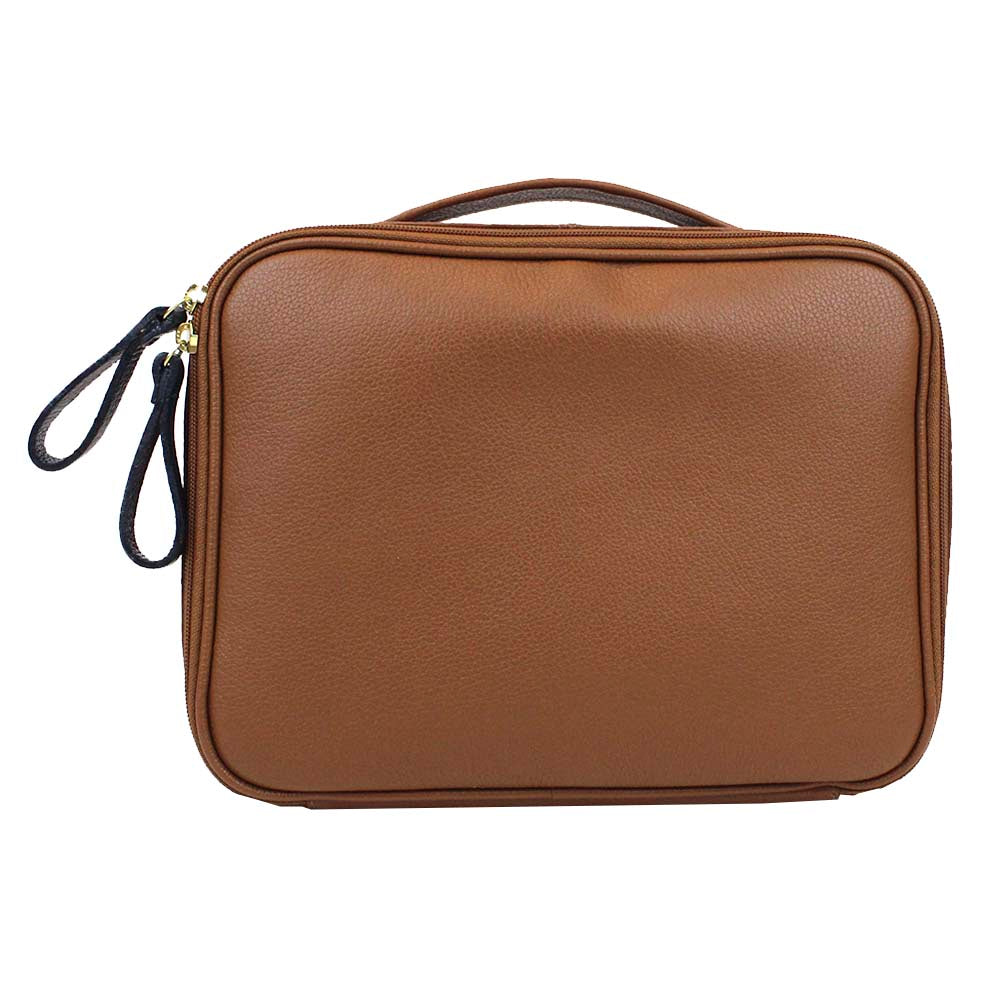Necessaire Sarah Caramelo Liso com Marinho Liso Pronta Entrega