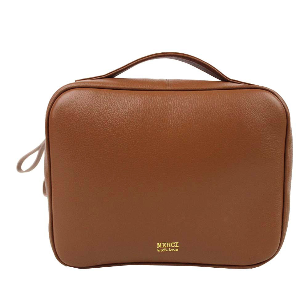 Necessaire Sarah Caramelo Liso com Rose Liso Pronta Entrega