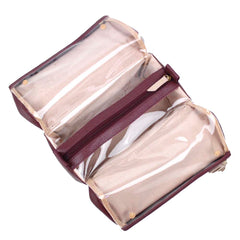 Necessaire Triple Burgundy Liso com Rose Liso