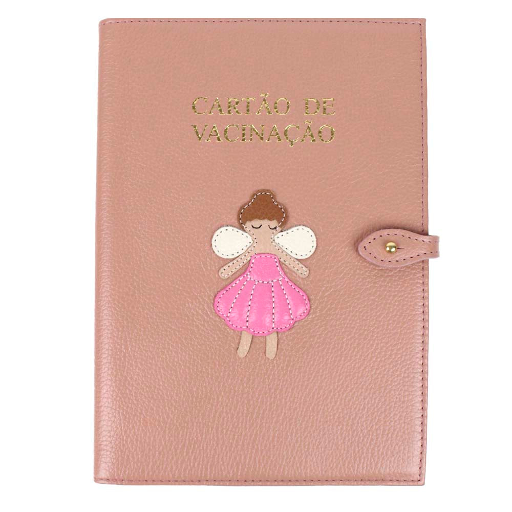 Porta Cartão De Vacina Fadinha Algodão Doce Liso com Rosa Orquídea Pronta Entrega