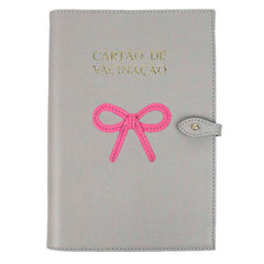 Porta Cartão De Vacina Laço Rococó Atmosfera com Rosa Orquídea Pronta Entrega
