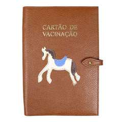 Porta Cartão de Vacina Cavalo Joca Caramelo Liso com Sky e Fendi Pronta Entrega