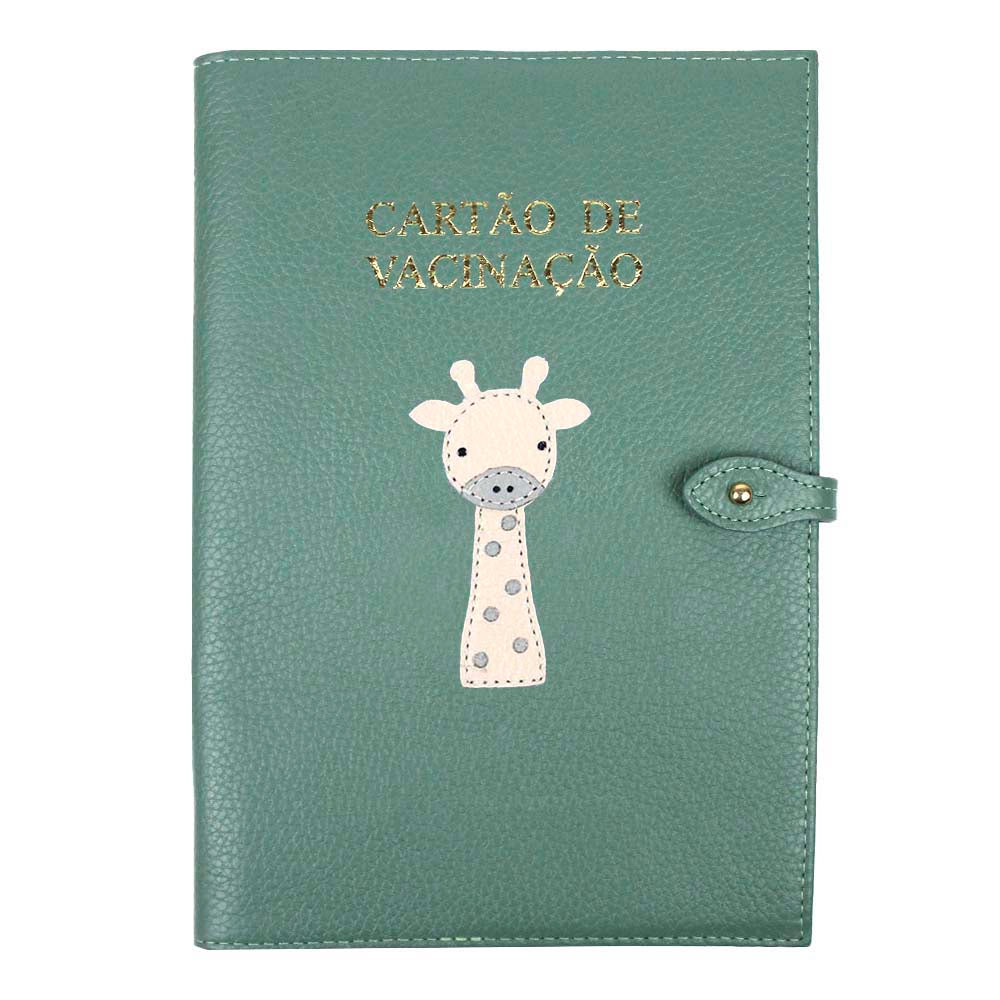 Porta Cartão de Vacina Girafinha Masculino em Couro Personalizado