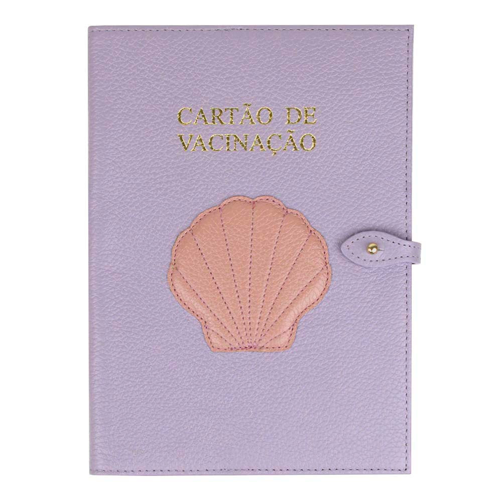 Porta Cartão de Vacina Concha em Couro Personalizado