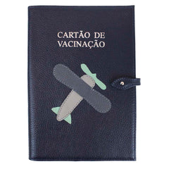 Porta Cartão de Vacina Little Plane Marinho Liso com Chumbo, Cinza Claro Liso e Menta Liso Pronta Entrega